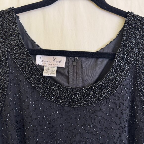 Laurence Kazar NWT Formal Dress Plus Size 2X Beaded Sequin Silk Lined Black Vtg - Picture 3 of 12
